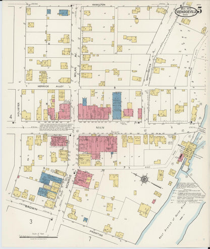 Sanborn Fire Insurance Map from Monroeville, Huron County, Ohio (1922), Sheet #0005 - Historic Sanborn Fire Insurance Map Print, vintage old map wall art, antique decor, genealogy gift, Ohio Ohio map
