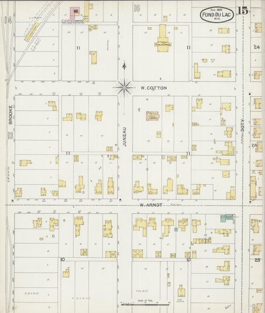Sanborn Fire Insurance Map from Fond du Lac, Fond du Lac County, Wisconsin (1892), Sheet #0015 - Historic Sanborn Fire Insurance Map Print, vintage old map wall art, antique decor, genealogy gift, Wisconsin Wisconsin map