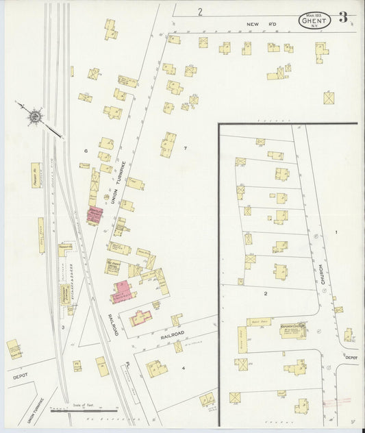 Sanborn Fire Insurance Map from Ghent, Columbia County, New York (1913), Sheet #0003 - Historic Sanborn Fire Insurance Map Print, vintage old map wall art, antique decor, genealogy gift, New York New York map