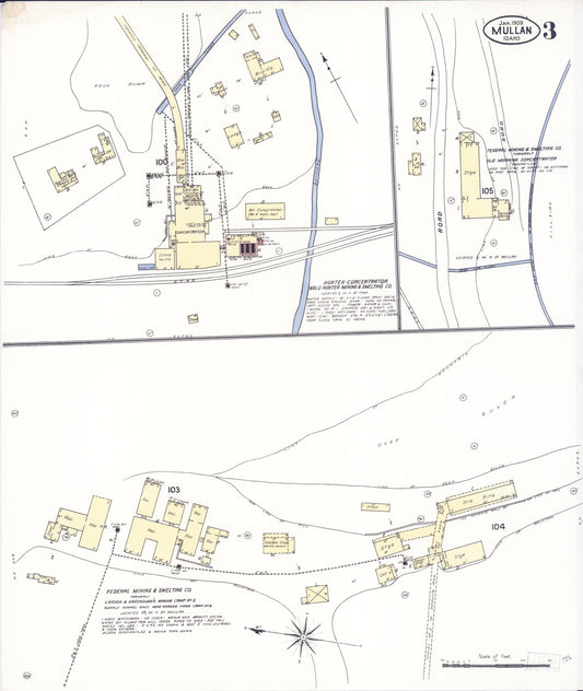 Sanborn Fire Insurance Map from Mullan, Shoshone County, Idaho (1909), Sheet #0003 - Historic Sanborn Fire Insurance Map Print, vintage old map wall art, antique decor, genealogy gift, Idaho Idaho map