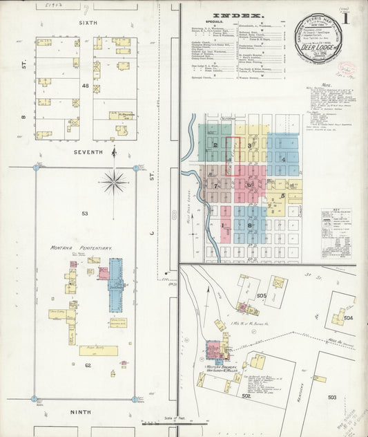 Sanborn Fire Insurance Map from Deer Lodge, Powell County, Montana (1894), Sheet #0001 - Complete Map Set gallery image, historic Sanborn map, vintage wall art, Montana Montana