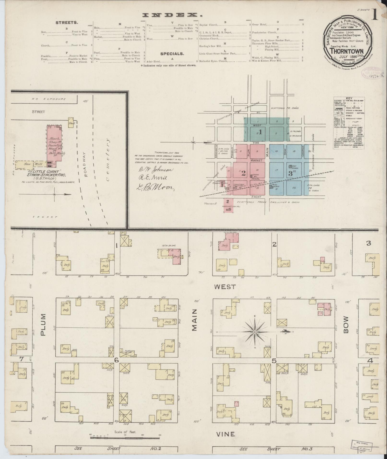 Sanborn Fire Insurance Map from Thorntown, Boone County, Indiana (1886), Sheet #0001 - Complete Map Set gallery image, historic Sanborn map, vintage wall art, Indiana Indiana
