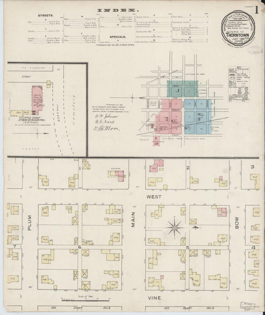 Sanborn Fire Insurance Map from Thorntown, Boone County, Indiana (1886), Sheet #0001 - Complete Map Set gallery image, historic Sanborn map, vintage wall art, Indiana Indiana