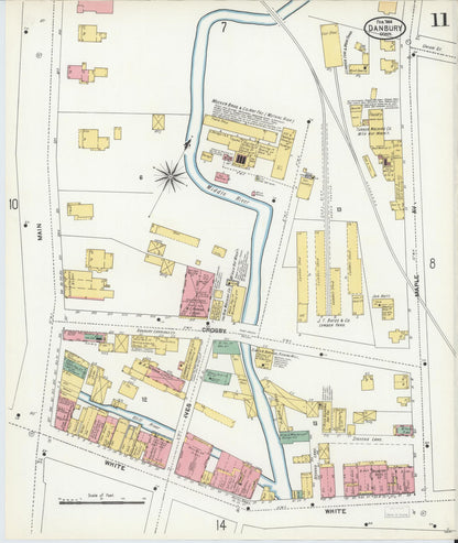 Sanborn Fire Insurance Map from Danbury, Fairfield County, Connecticut (1904), Sheet #0011 - Complete Map Set gallery image, historic Sanborn map, vintage wall art, Connecticut Connecticut