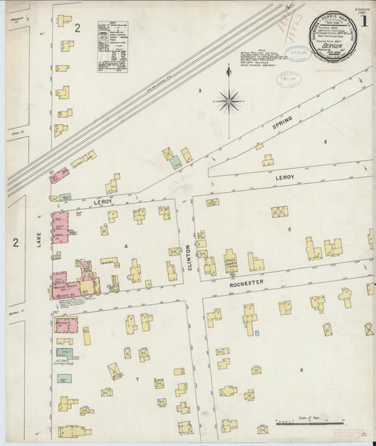 Sanborn Fire Insurance Map from Bergen, Genesee County, New York (1898), Sheet #0001 - Historic Sanborn Fire Insurance Map Print, vintage old map wall art, antique decor, genealogy gift, New York New York map