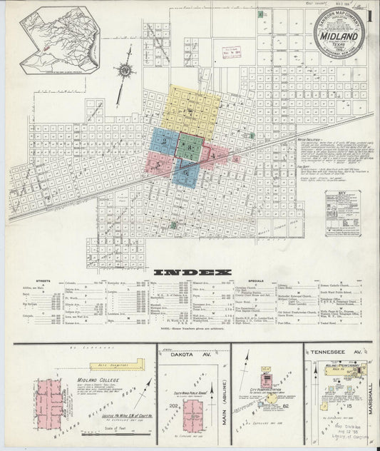 Sanborn Fire Insurance Map from Midland, Midland County, Texas (1914), Sheet #0001 - Historic Sanborn Fire Insurance Map Print, vintage old map wall art, antique decor, genealogy gift, Texas Texas map