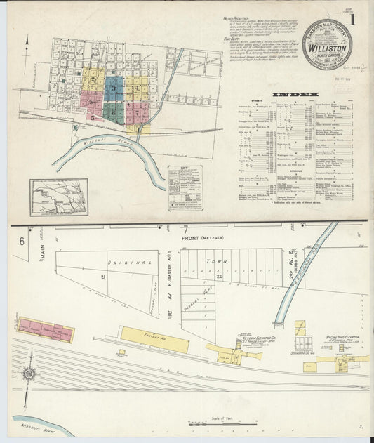 Sanborn Fire Insurance Map from Williston, Williams County, North Dakota (1913), Sheet #0001 - Historic Sanborn Fire Insurance Map Print, vintage old map wall art, antique decor, genealogy gift, North Dakota North Dakota map