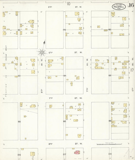 Sanborn Fire Insurance Map from Kalispell, Flathead County, Montana (1903), Sheet #0016 - Historic Sanborn Fire Insurance Map Print, vintage old map wall art, antique decor, genealogy gift, Montana Montana map