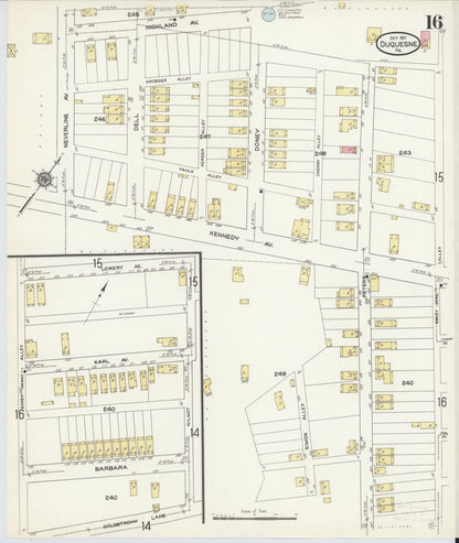 Sanborn Fire Insurance Map from Duquesne, Allegheny County, Pennsylvania (1911), Sheet #0016 - Complete Map Set gallery image, historic Sanborn map, vintage wall art, Pennsylvania Pennsylvania