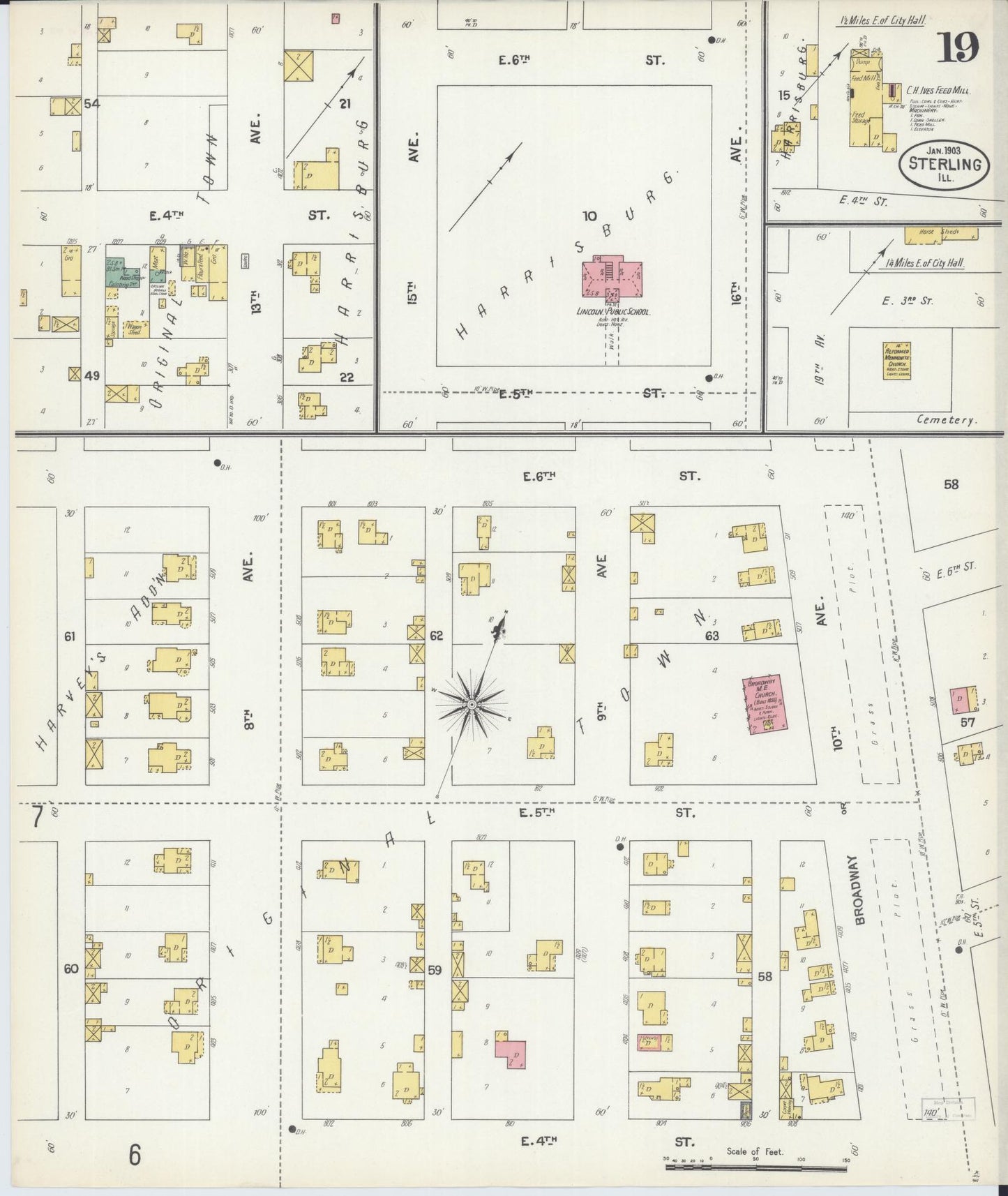 Sanborn Fire Insurance Map from Sterling, Whiteside County, Illinois (1903), Sheet #0019 - Complete Map Set gallery image, historic Sanborn map, vintage wall art, Illinois Illinois