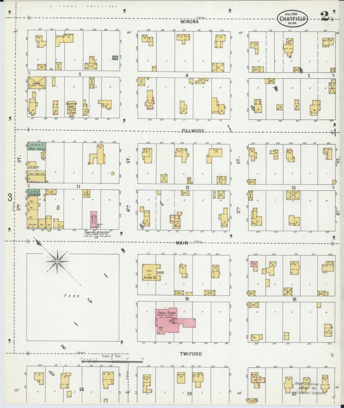 Sanborn Fire Insurance Map from Chatfield, Fillmore And Olmsted Counties, Minnesota (1900), Sheet #0002 - Complete Map Set gallery image, historic Sanborn map, vintage wall art, Minnesota Minnesota