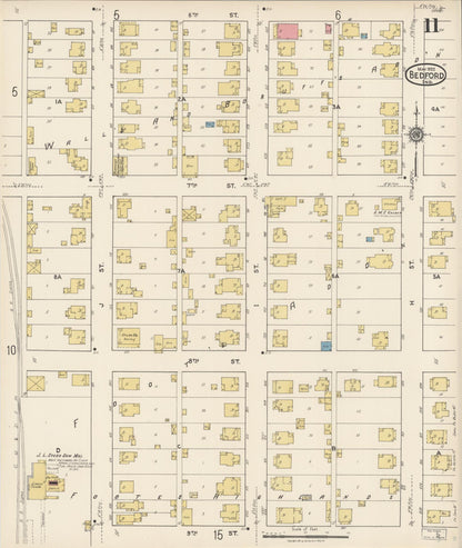 Sanborn Fire Insurance Map from Bedford, Lawrence County, Indiana (1922), Sheet #0011 - Complete Map Set gallery image, historic Sanborn map, vintage wall art, Indiana Indiana