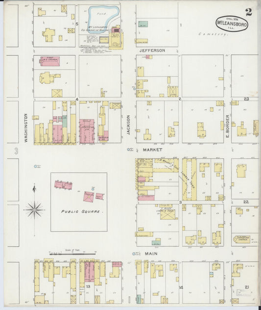 Sanborn Fire Insurance Map from Mcleansboro, Hamilton County, Illinois (1894), Sheet #0002 - Historic Sanborn Fire Insurance Map Print, vintage old map wall art, antique decor, genealogy gift, Illinois Illinois map