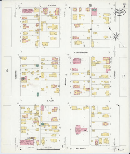 Sanborn Fire Insurance Map from Mankato, Blue Earth County, Minnesota (1908), Sheet #0007 - Complete Map Set gallery image, historic Sanborn map, vintage wall art, Minnesota Minnesota