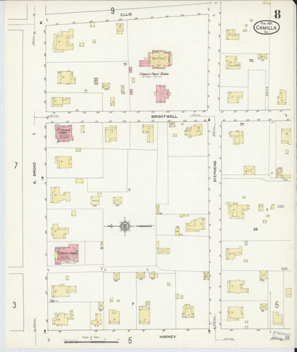 Sanborn Fire Insurance Map from Camilla, Mitchell County, Georgia (1913), Sheet #0008 - Complete Map Set gallery image, historic Sanborn map, vintage wall art, Georgia Georgia