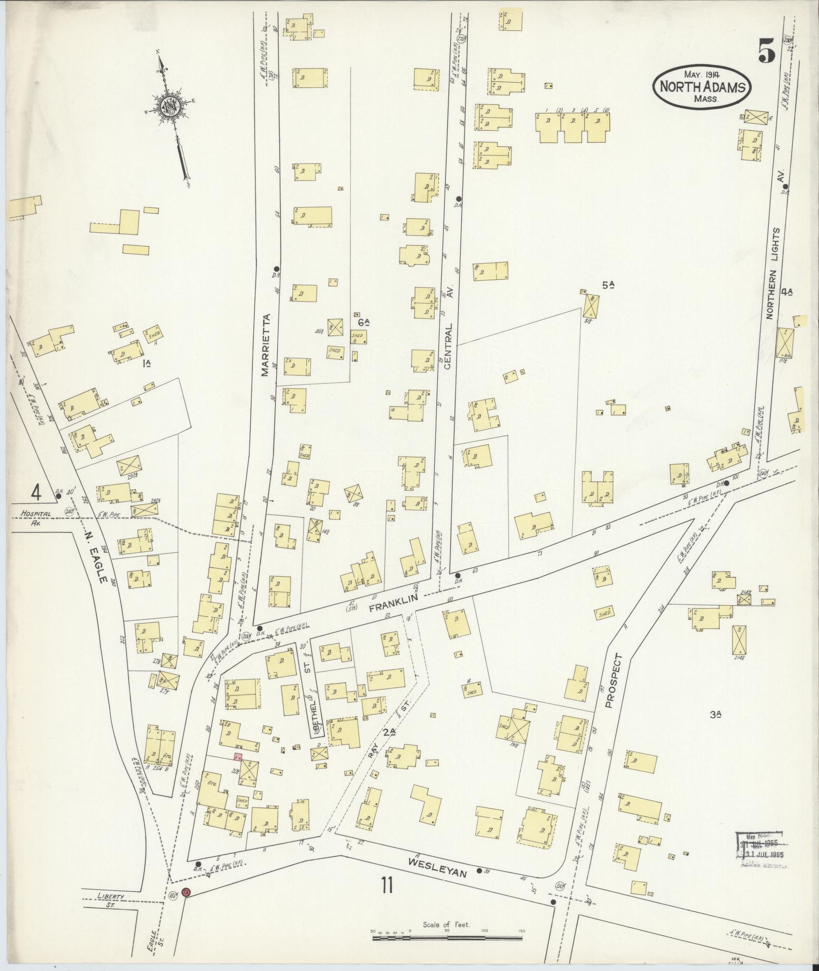 Sanborn Fire Insurance Map from North Adams, Berkshire County, Massachusetts (1914), Sheet #0005 - Complete Map Set gallery image, historic Sanborn map, vintage wall art, Massachusetts Massachusetts