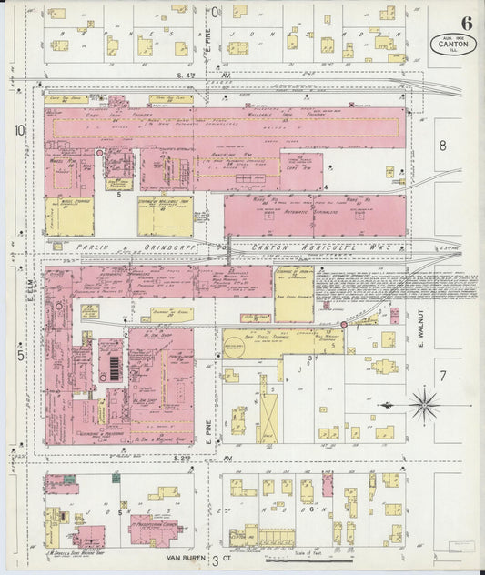 Sanborn Fire Insurance Map from Canton, Fulton County, Illinois (1902), Sheet #0006 - Historic Sanborn Fire Insurance Map Print, vintage old map wall art, antique decor, genealogy gift, Illinois Illinois map