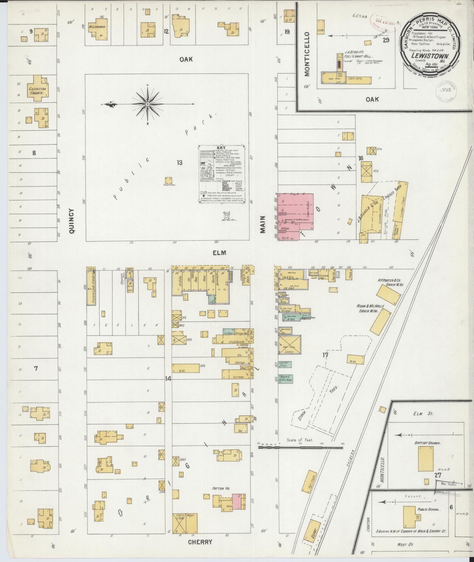 Sanborn Fire Insurance Map from Lewistown, Lewis County, Missouri (1899), Sheet #0001 - Historic Sanborn Fire Insurance Map Print, vintage old map wall art, antique decor, genealogy gift, Missouri Missouri map