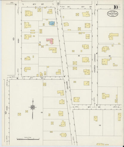 Sanborn Fire Insurance Map from Trenton, Gibson County, Tennessee (1915), Sheet #0010 - Complete Map Set gallery image, historic Sanborn map, vintage wall art, Tennessee Tennessee