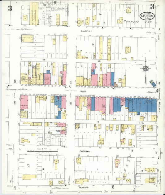 Sanborn Fire Insurance Map from Sturgis, Meade County, South Dakota (1923), Sheet #0003 - Historic Sanborn Fire Insurance Map Print, vintage old map wall art, antique decor, genealogy gift, South Dakota South Dakota map