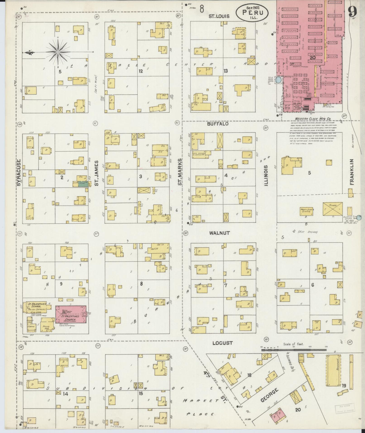 Sanborn Fire Insurance Map from Peru, La Salle County, Illinois (1902), Sheet #0009 - Complete Map Set gallery image, historic Sanborn map, vintage wall art, Illinois Illinois