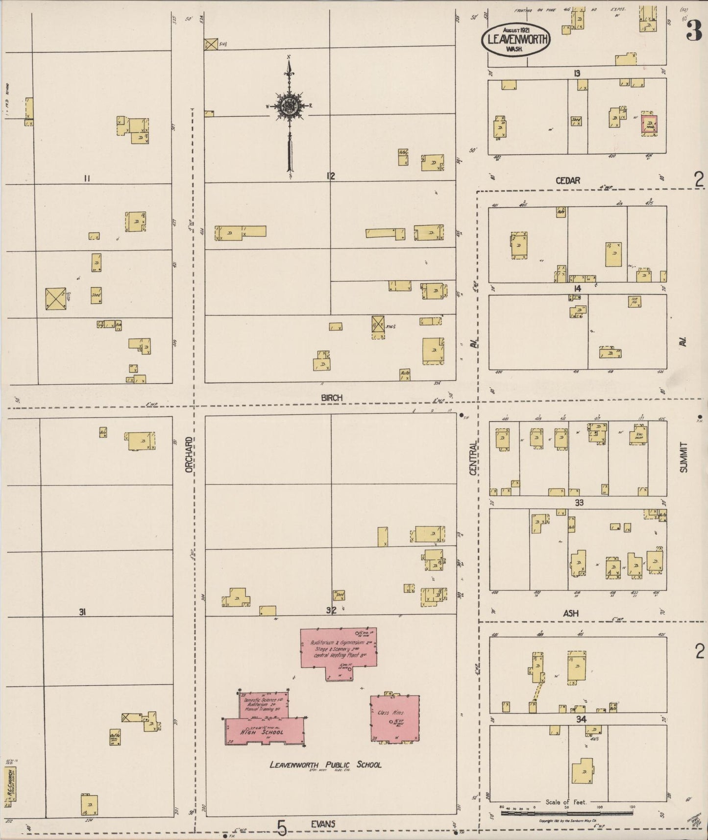 Sanborn Fire Insurance Map from Leavenworth, Chelan County, Washington (1921), Sheet #0003 - Complete Map Set gallery image, historic Sanborn map, vintage wall art, Washington Washington
