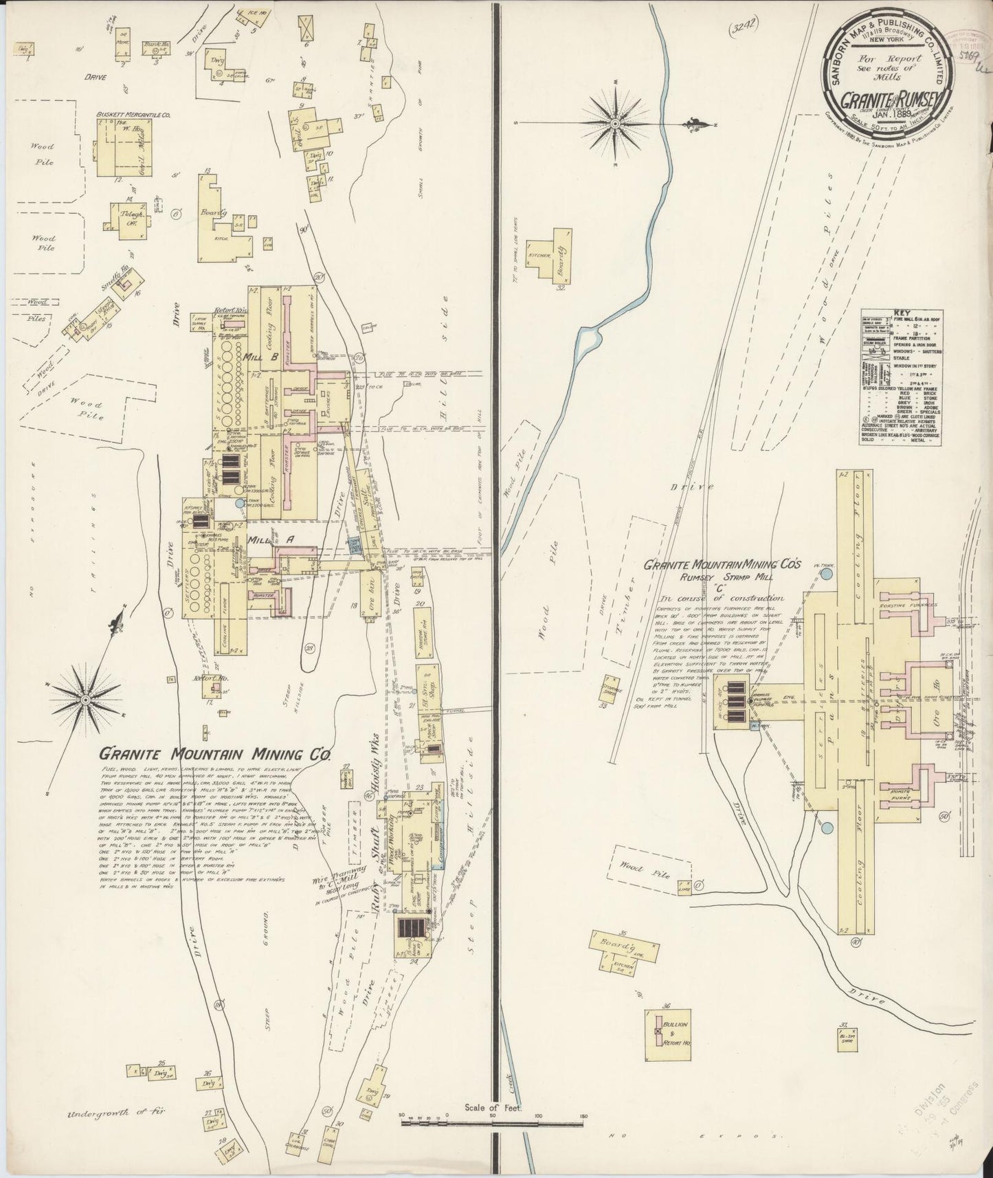 Sanborn Fire Insurance Map from Granite, Deer Lodge County, Montana (1889), Sheet #0001 - Historic Sanborn Fire Insurance Map Print, vintage old map wall art, antique decor, genealogy gift, Montana Montana map
