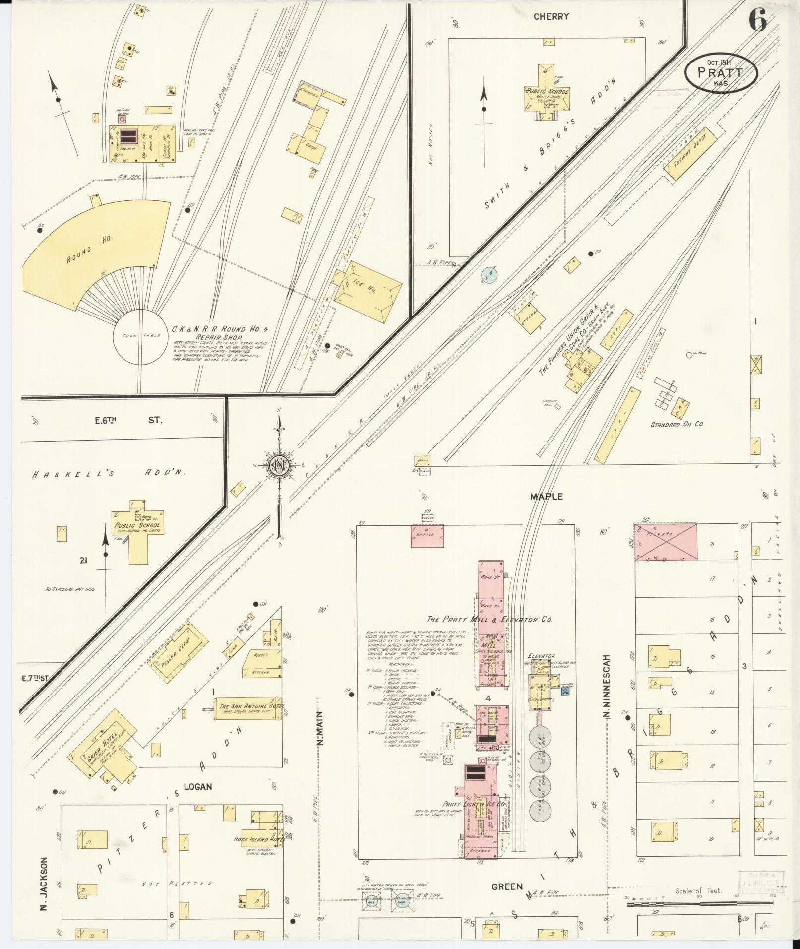 Sanborn Fire Insurance Map from Pratt, Pratt County, Kansas (1911), Sheet #0006 - Complete Map Set gallery image, historic Sanborn map, vintage wall art, Kansas Kansas