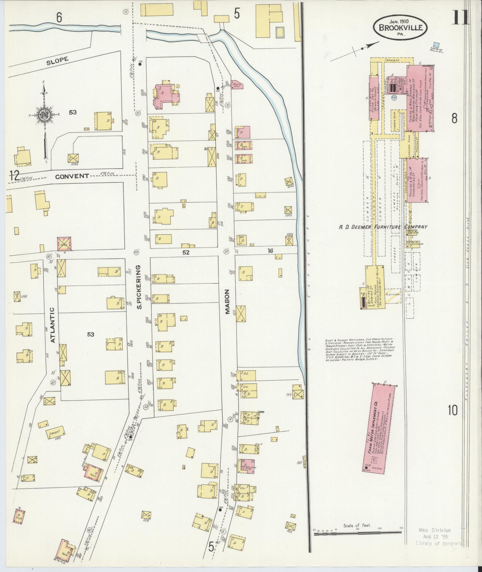 Sanborn Fire Insurance Map from Brookville, Jefferson County, Pennsylvania (1910), Sheet #0011 - Historic Sanborn Fire Insurance Map Print, vintage old map wall art, antique decor, genealogy gift, Pennsylvania Pennsylvania map