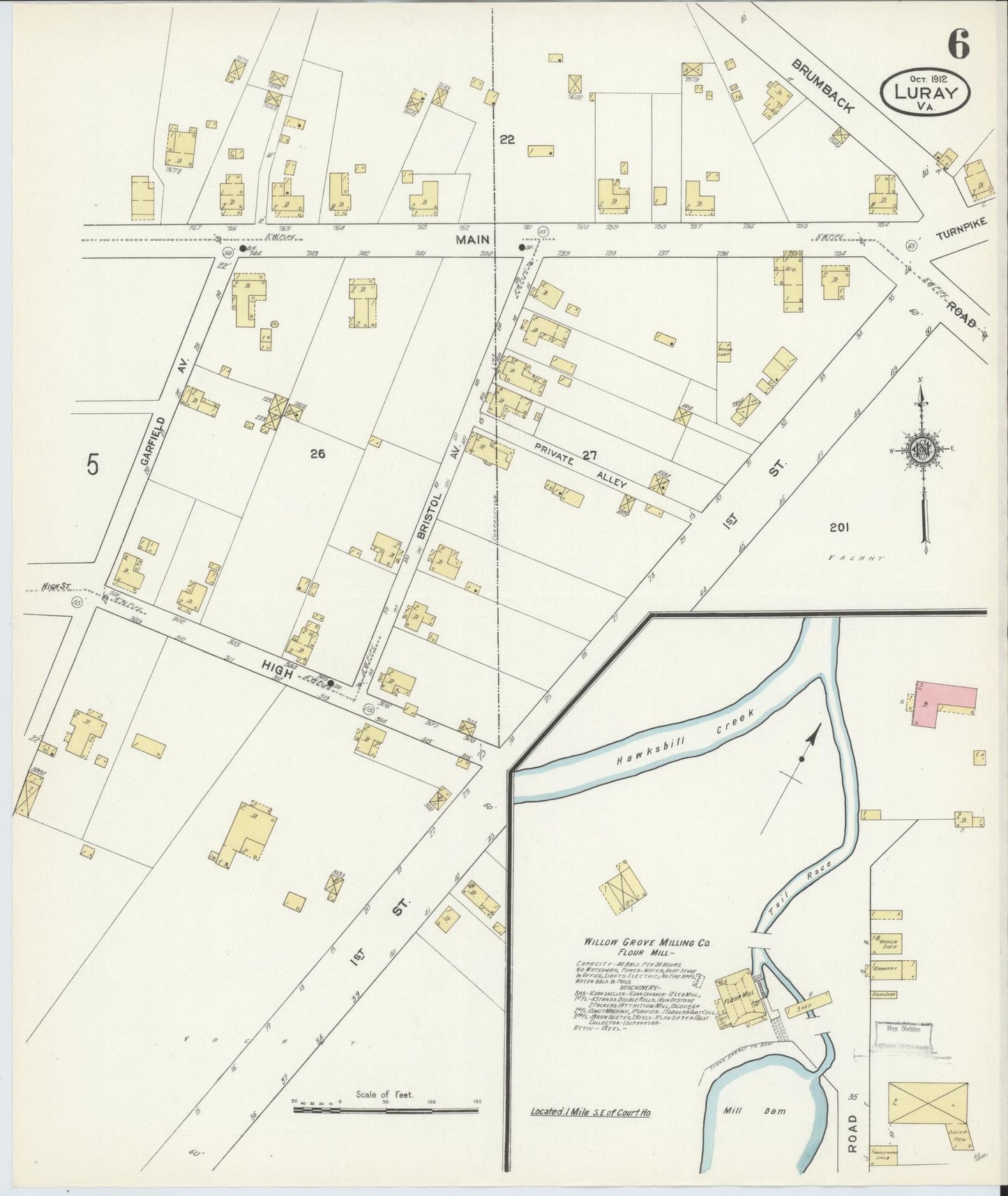 Sanborn Fire Insurance Map from Luray, Page County, Virginia (1912), Sheet #0006 - Complete Map Set gallery image, historic Sanborn map, vintage wall art, Virginia Virginia