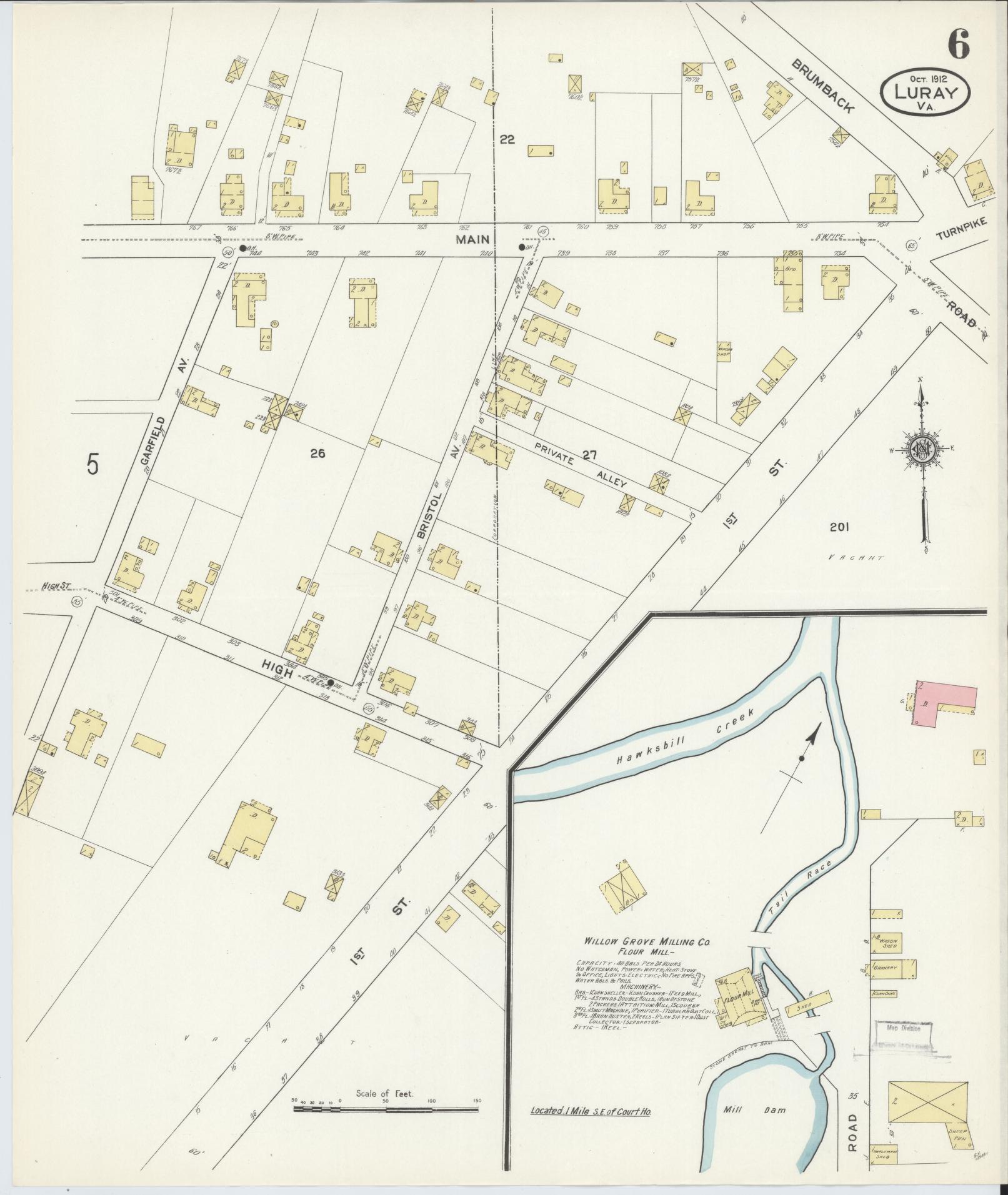 Sanborn Fire Insurance Map from Luray, Page County, Virginia (1912), Sheet #0006 - Complete Map Set gallery image, historic Sanborn map, vintage wall art, Virginia Virginia