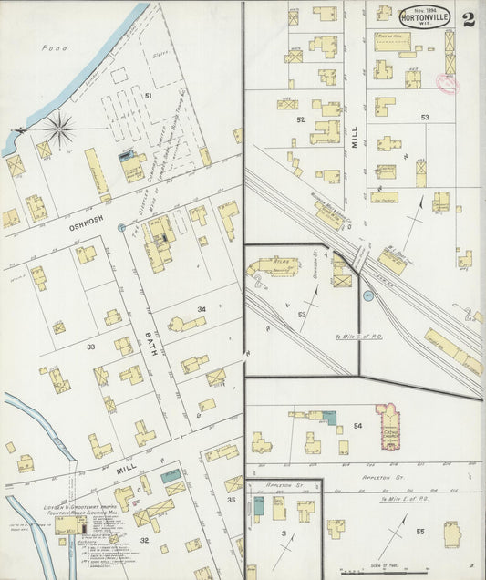 Sanborn Fire Insurance Map from Hortonville, Outagamie County, Wisconsin (1894), Sheet #0002 - Historic Sanborn Fire Insurance Map Print, vintage old map wall art, antique decor, genealogy gift, Wisconsin Wisconsin map