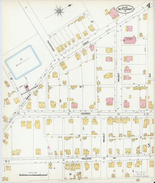 Sanborn Fire Insurance Map from Mount Pleasant, Westmoreland County, Pennsylvania (1901), Sheet #0004 - Historic Sanborn Fire Insurance Map Print, vintage old map wall art, antique decor, genealogy gift, Pennsylvania Pennsylvania map