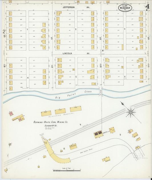 Sanborn Fire Insurance Map from Windber, Somerset County, Pennsylvania (1899), Sheet #0004 - Historic Sanborn Fire Insurance Map Print, vintage old map wall art, antique decor, genealogy gift, Pennsylvania Pennsylvania map