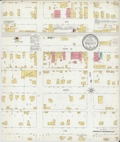 Sanborn Fire Insurance Map from Piper City, Ford County, Illinois (1906), Sheet #0001 - Historic Sanborn Fire Insurance Map Print, vintage old map wall art, antique decor, genealogy gift, Illinois Illinois map
