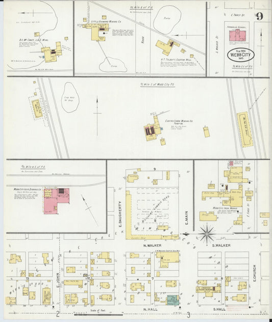 Sanborn Fire Insurance Map from Webb City, Jasper County, Missouri (1906), Sheet #0009 - Historic Sanborn Fire Insurance Map Print, vintage old map wall art, antique decor, genealogy gift, Missouri Missouri map