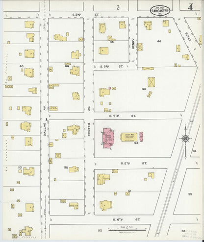 Sanborn Fire Insurance Map from Lancaster, Dallas County, Texas (1921), Sheet #0004 - Historic Sanborn Fire Insurance Map Print, vintage old map wall art, antique decor, genealogy gift, Texas Texas map