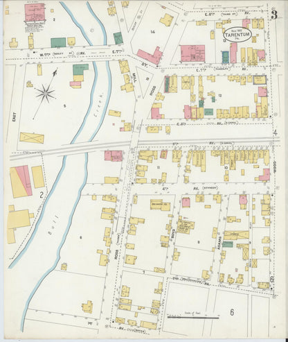 Sanborn Fire Insurance Map from Tarentum, Allegheny County, Pennsylvania (1902), Sheet #0003 - Historic Sanborn Fire Insurance Map Print, vintage old map wall art, antique decor, genealogy gift, Pennsylvania Pennsylvania map