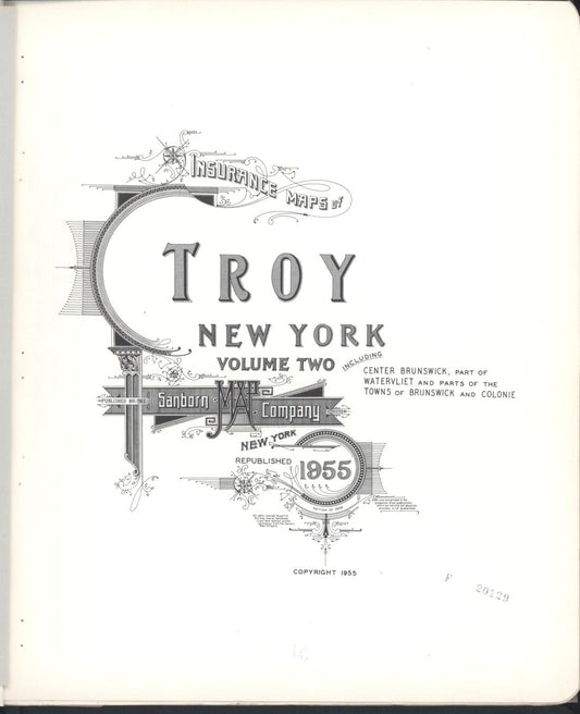 Sanborn Fire Insurance Map from Troy, Rensselaer County, New York (1955), Sheet #0001 - Historic Sanborn Fire Insurance Map Print, vintage old map wall art, antique decor, genealogy gift, New York New York map