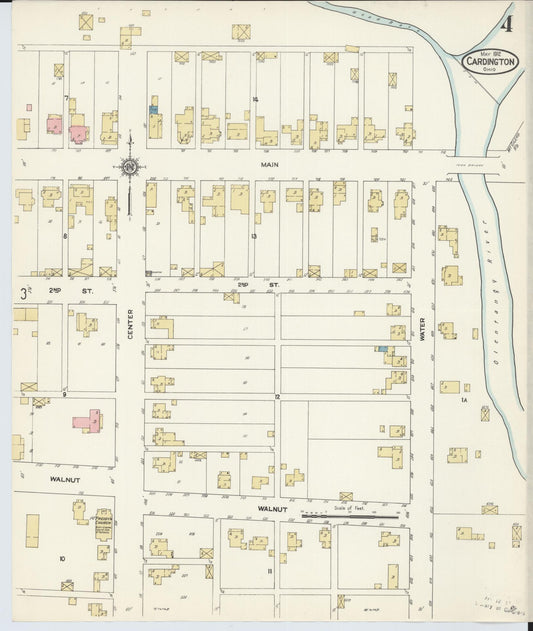Sanborn Fire Insurance Map from Cardington, Morrow County, Ohio (1912), Sheet #0004 - Historic Sanborn Fire Insurance Map Print, vintage old map wall art, antique decor, genealogy gift, Ohio Ohio map