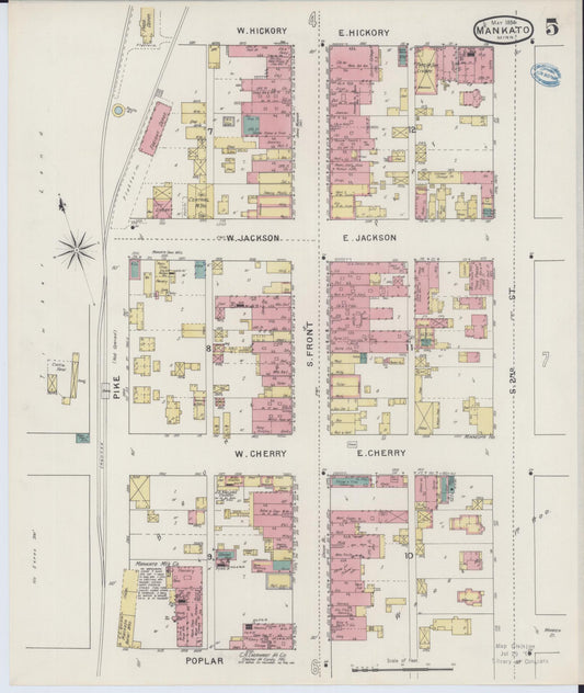 Sanborn Fire Insurance Map from Mankato, Blue Earth County, Minnesota (1894), Sheet #0005 - Historic Sanborn Fire Insurance Map Print, vintage old map wall art, antique decor, genealogy gift, Minnesota Minnesota map