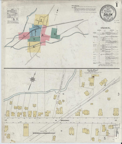 Sanborn Fire Insurance Map from Salem, Washington County, New York (1912), Sheet #0001 - Complete Map Set gallery image, historic Sanborn map, vintage wall art, New York New York