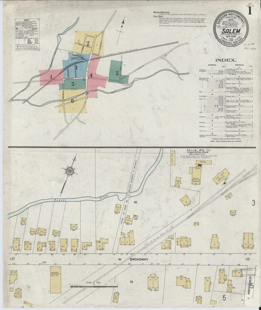Sanborn Fire Insurance Map from Salem, Washington County, New York (1912), Sheet #0001 - Complete Map Set gallery image, historic Sanborn map, vintage wall art, New York New York