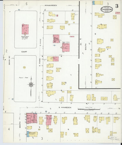 Sanborn Fire Insurance Map from Chardon, Geauga County, Ohio (1918), Sheet #0003 - Historic Sanborn Fire Insurance Map Print, vintage old map wall art, antique decor, genealogy gift, Ohio Ohio map
