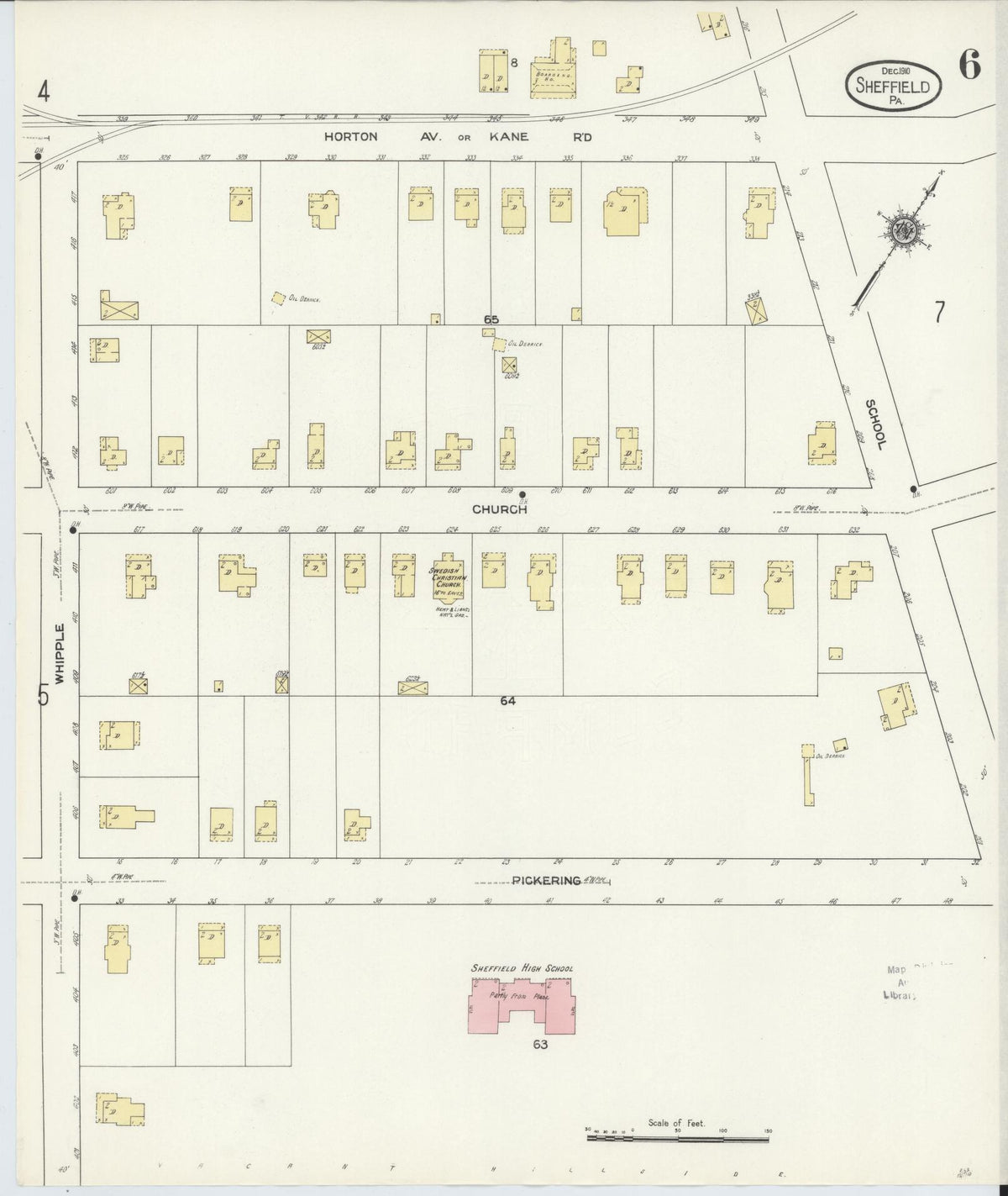 Sanborn Fire Insurance Map from Sheffield, Warren County, Pennsylvania (1910), Sheet #0006 - Historic Sanborn Fire Insurance Map Print, vintage old map wall art, antique decor, genealogy gift, Pennsylvania Pennsylvania map