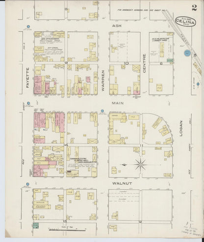 Sanborn Fire Insurance Map from Celina, Mercer County, Ohio (1885), Sheet #0002 - Complete Map Set gallery image, historic Sanborn map, vintage wall art, Ohio Ohio