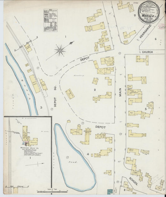 Sanborn Fire Insurance Map from Warner, Sullivan County, New Hampshire. (1889) – Historic Sanborn Fire Insurance Map Print