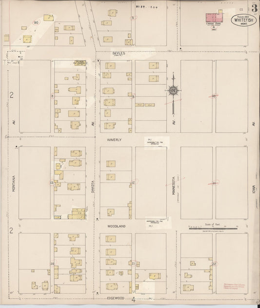 Sanborn Fire Insurance Map from Whitefish, Flathead County, Montana (1932), Sheet #0003 - Historic Sanborn Fire Insurance Map Print, vintage old map wall art, antique decor, genealogy gift, Montana Montana map