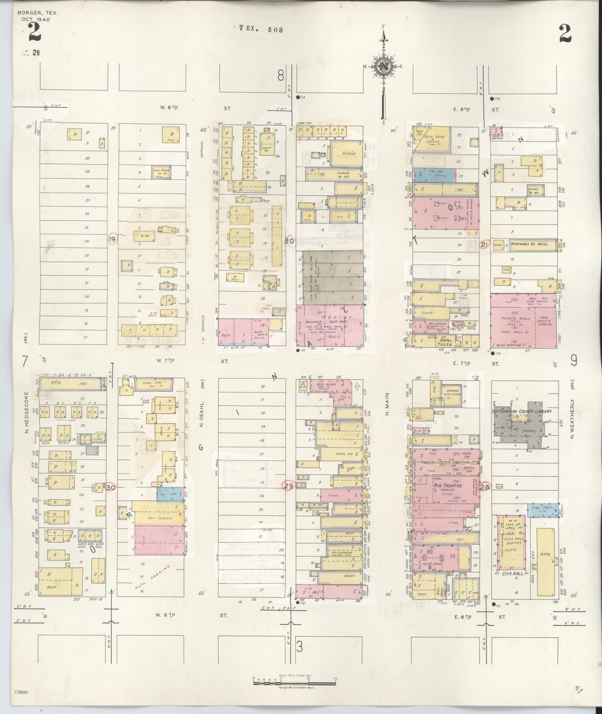 Sanborn Fire Insurance Map from Borger, Hutchinson County, Texas (1950), Sheet #0002 - Historic Sanborn Fire Insurance Map Print, vintage old map wall art, antique decor, genealogy gift, Texas Texas map