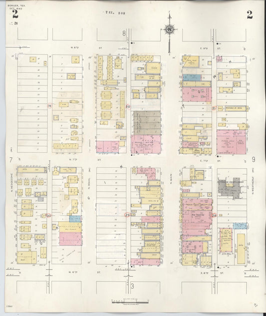 Sanborn Fire Insurance Map from Borger, Hutchinson County, Texas (1950), Sheet #0002 - Historic Sanborn Fire Insurance Map Print, vintage old map wall art, antique decor, genealogy gift, Texas Texas map